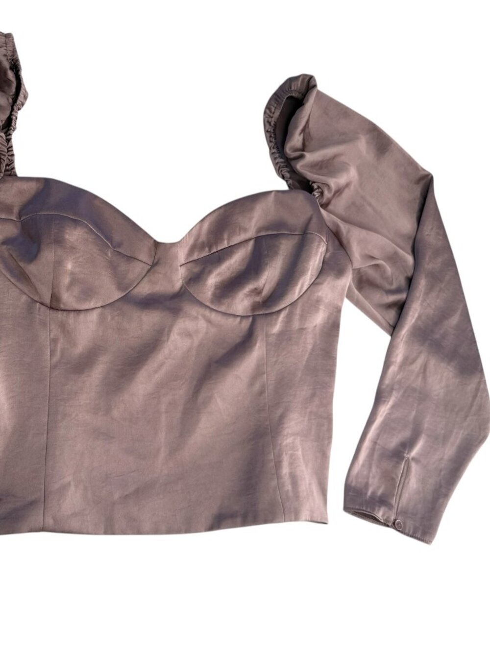 Aritzia WILFRED Blouse, Crop Top. Light Pink. Size Women's L. Sweatheart Neckl